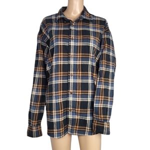 Cabela’s Plaid Button Down Blue Orange Shirt Men’s L